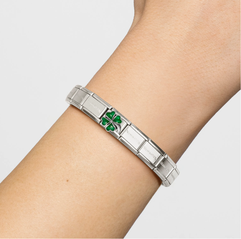 Nomination Green Clover Sterling Silver and Stainless Steel Composable Charm