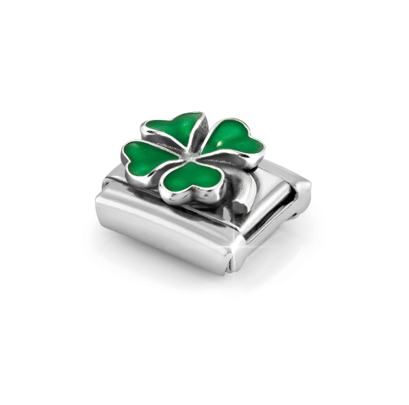 Nomination Green Clover Sterling Silver and Stainless Steel Composable Charm
