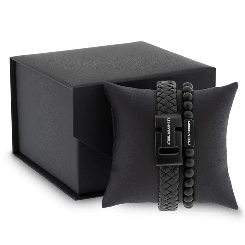 Steel & Barnett Leather & Gemstone Gift Set - Black Edition Duo Set (Size M)