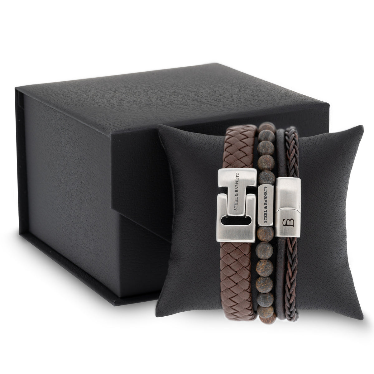 Steel & Barnett Leather & Gemstone Gift Set - Brown Triple Set (Size M)