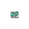 Nomination Green CZ Double Drops Sterling Silver and Stainless Steel Composable Charm