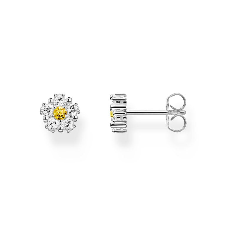 Thomas Sabo Sterling Silver CZ Lovely Daisy Stud Earrings