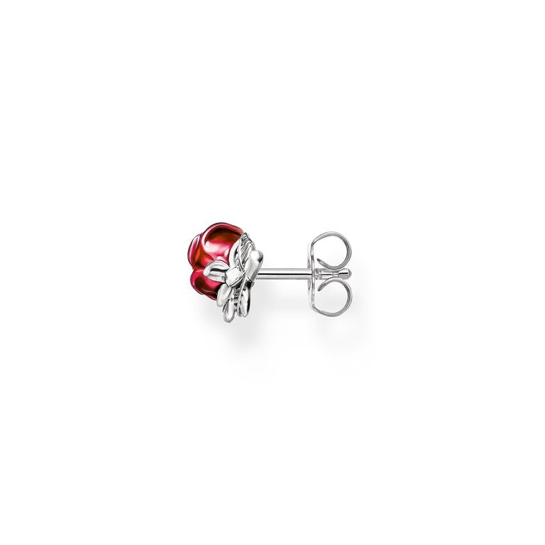Thomas Sabo Sterling Silver Red Rose Romance Stud Earrings