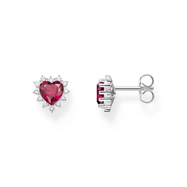 Thomas Sabo Sterling Silver Lab Ruby Heart Earrings