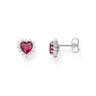 Thomas Sabo Sterling Silver Lab Ruby Heart Earrings