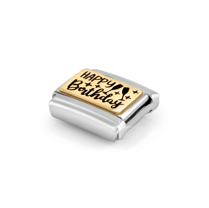 Nomination Happy Birthday 18ct Gold and Stainless Steel Composable Charm