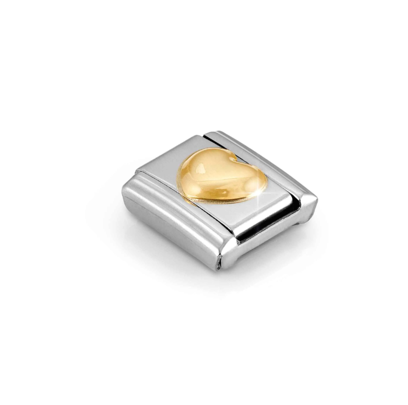 Nomination Raised Heart 18ct Gold and Stainless Steel Composable Charm