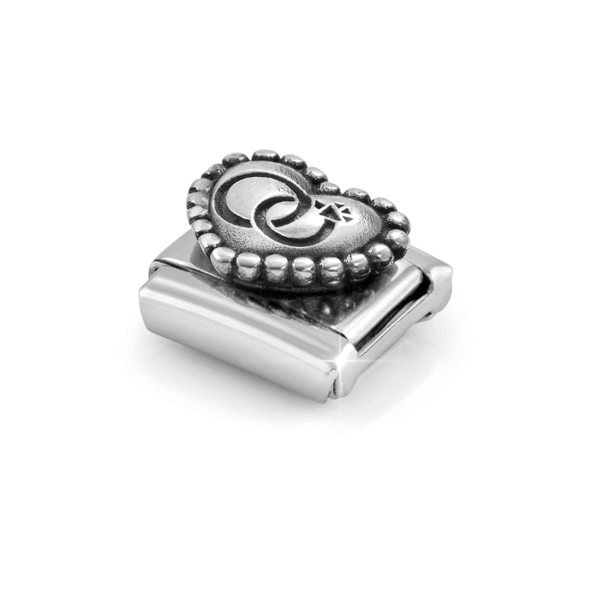 Nomination Wedding Rings Dotted Heart Sterling Silver and Stainless Steel Composable Charm