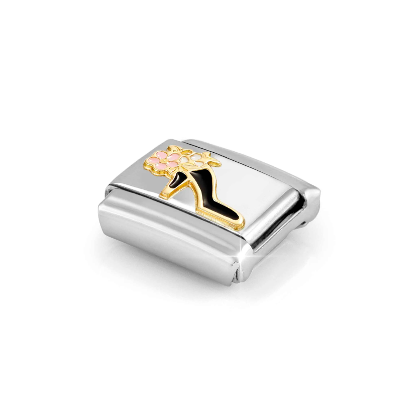 Nomination Heel with Flowers 18ct Gold and Stainless Steel Composable Charm