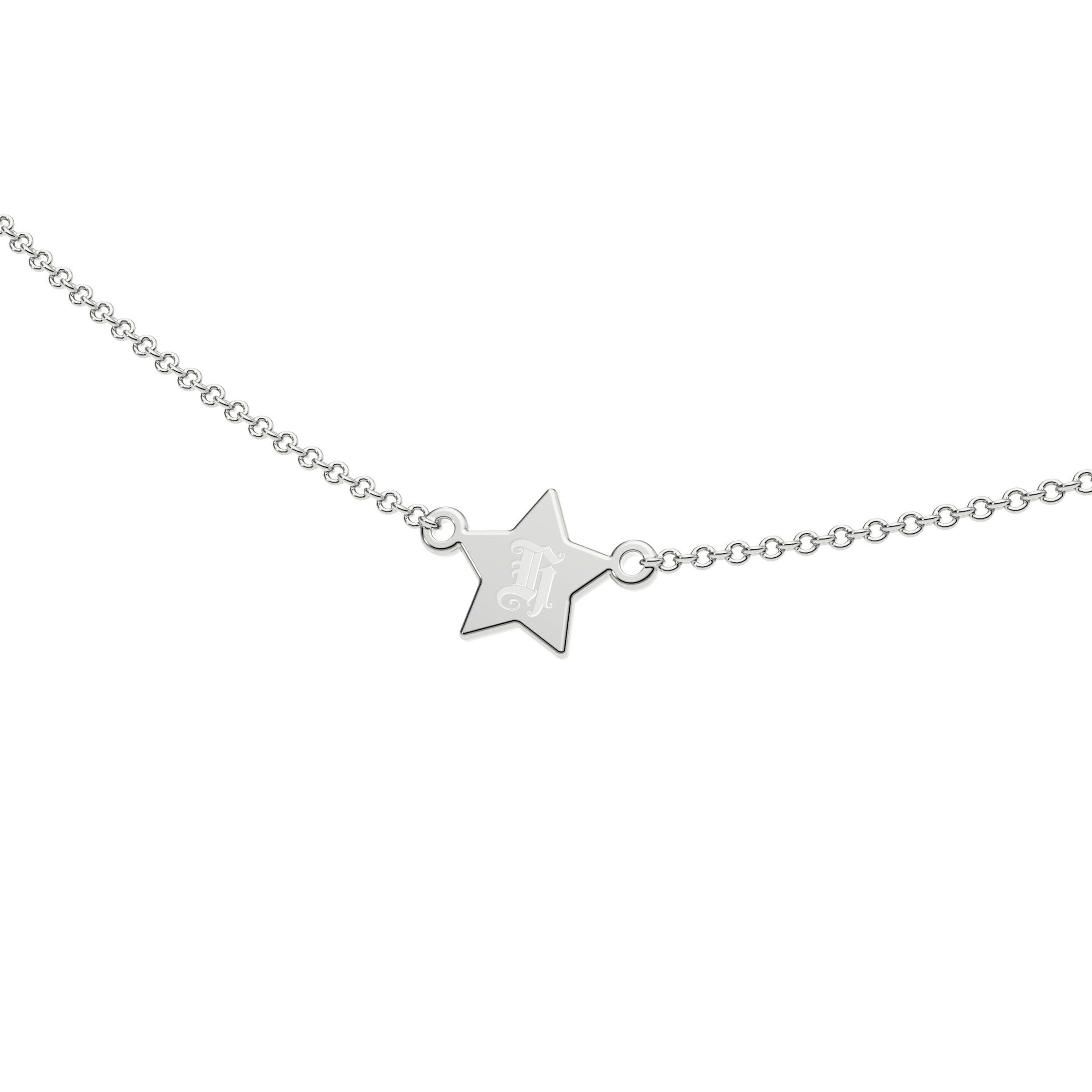 9ct White Gold Engravable Gothic Star Necklace