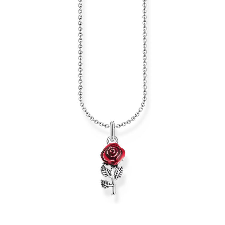 Thomas Sabo Sterling Silver Red Rose Necklace
