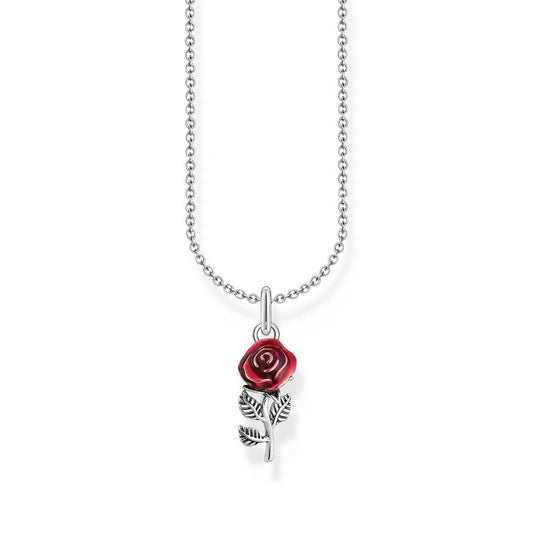 Thomas Sabo Sterling Silver Red Rose Necklace