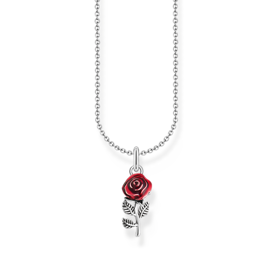 Thomas Sabo Sterling Silver Red Rose Necklace