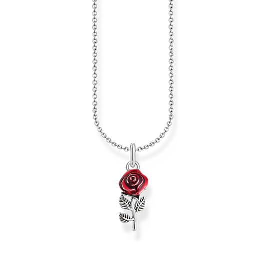 Thomas Sabo Sterling Silver Red Rose Necklace