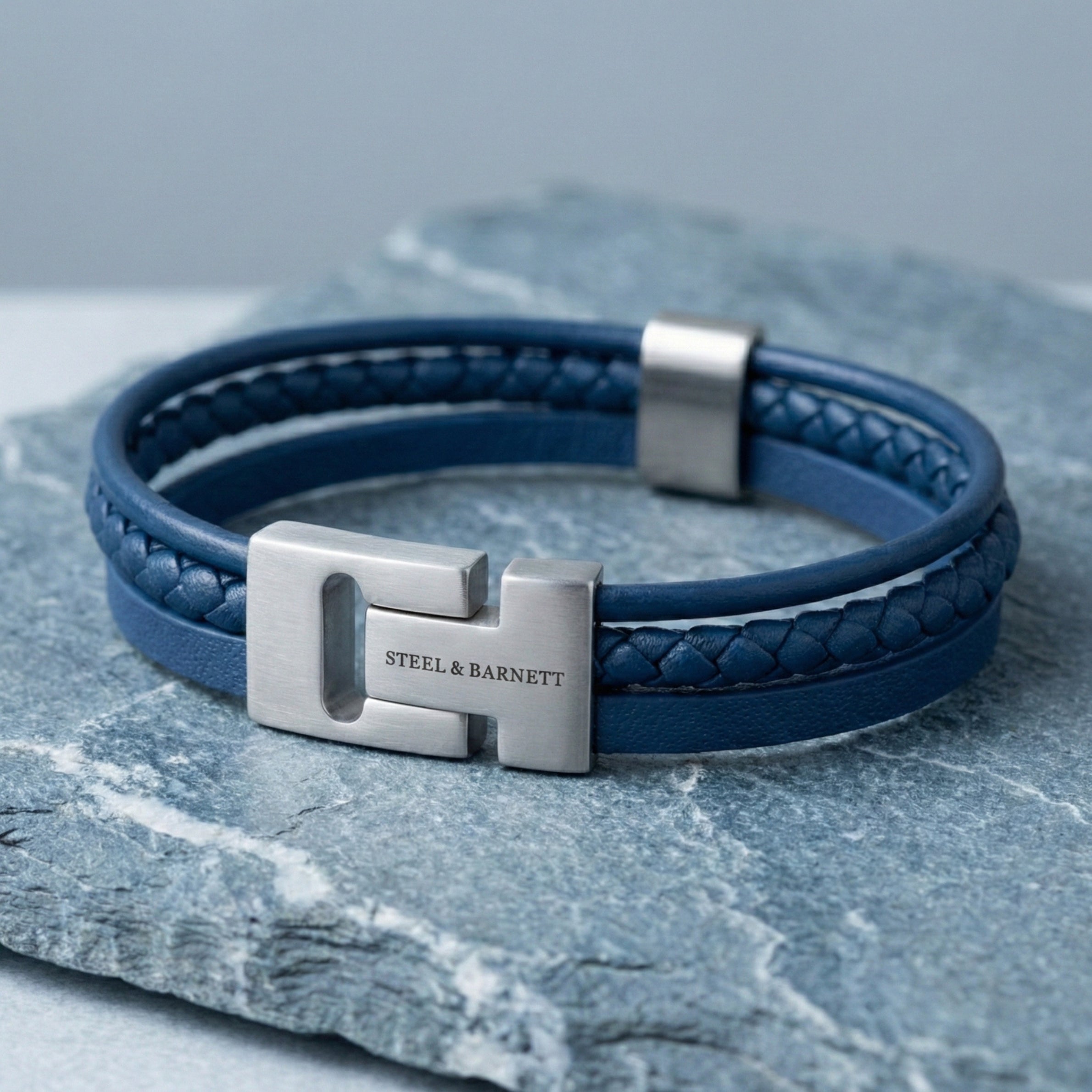 Steel & Barnett Multi Strand Blue Leather Bracelet (Size M)