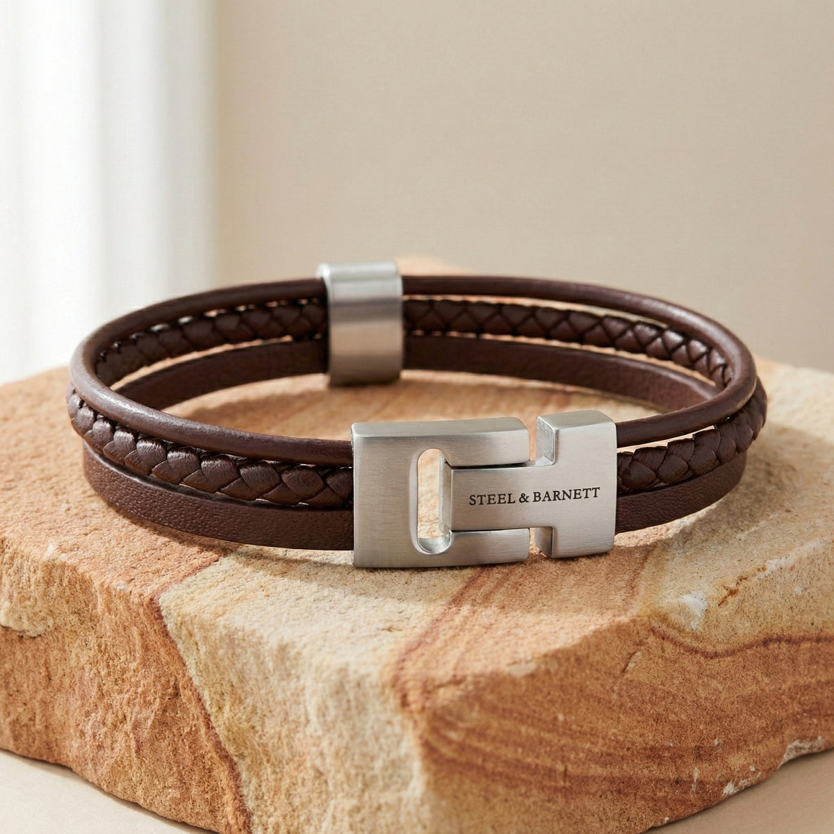 Steel & Barnett Multi Strand Brown Leather Bracelet (Size M)