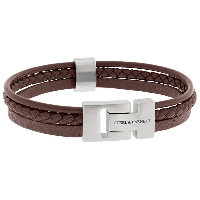Steel & Barnett Multi Strand Brown Leather Bracelet (Size M)