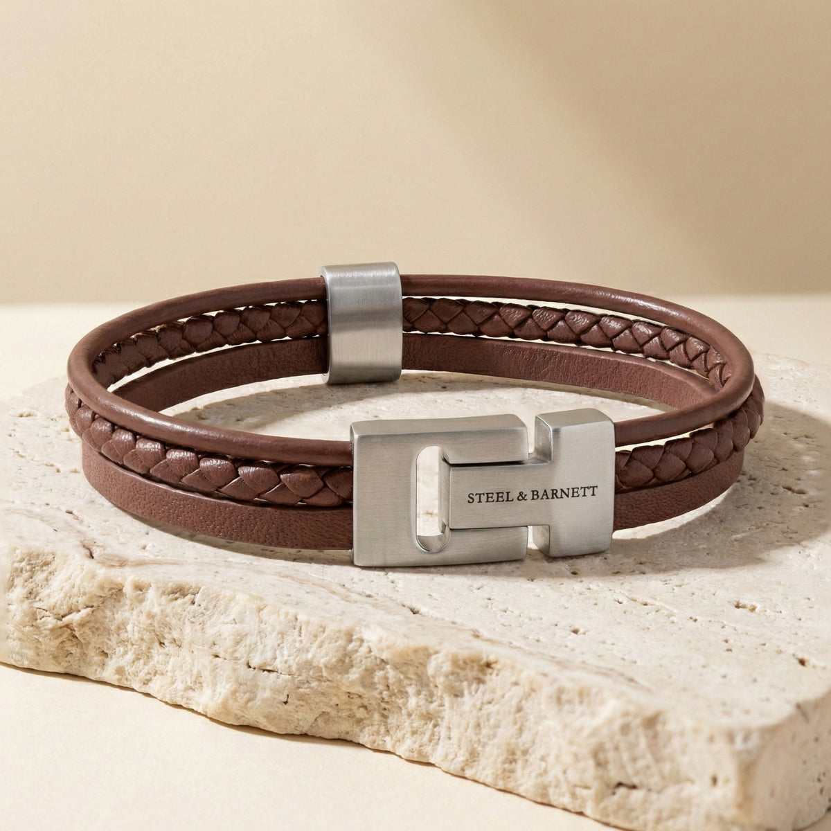 Steel & Barnett Multi Strand Peanut Leather Bracelet (Size M)