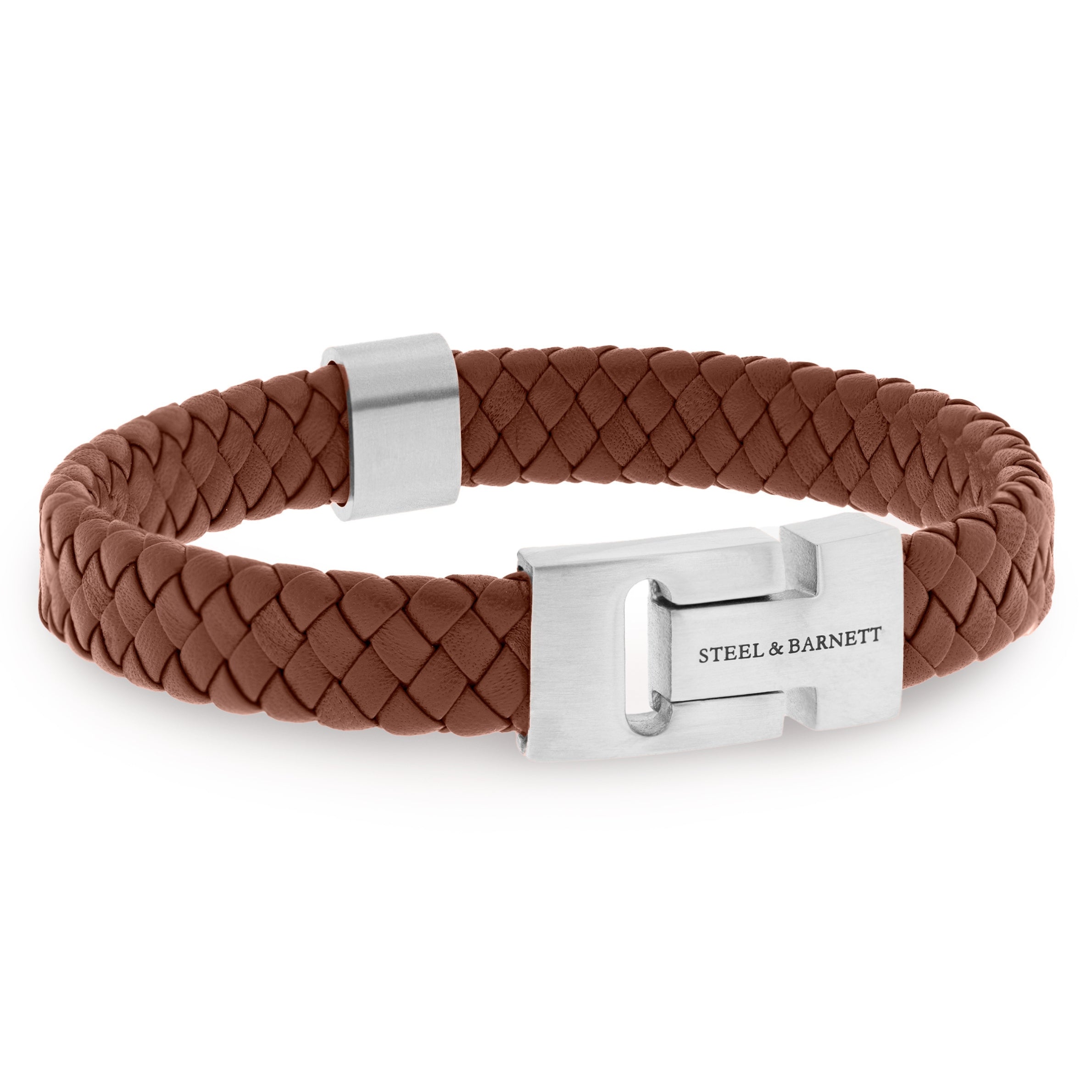 Steel & Barnett Thick Braided Peanut Leather Bracelet (Size M)