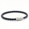 Steel & Barnett Thin Braided Black Leather Bracelet (Size M)