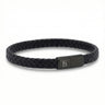 Steel & Barnett Braided Black Leather Bracelet (Size S)