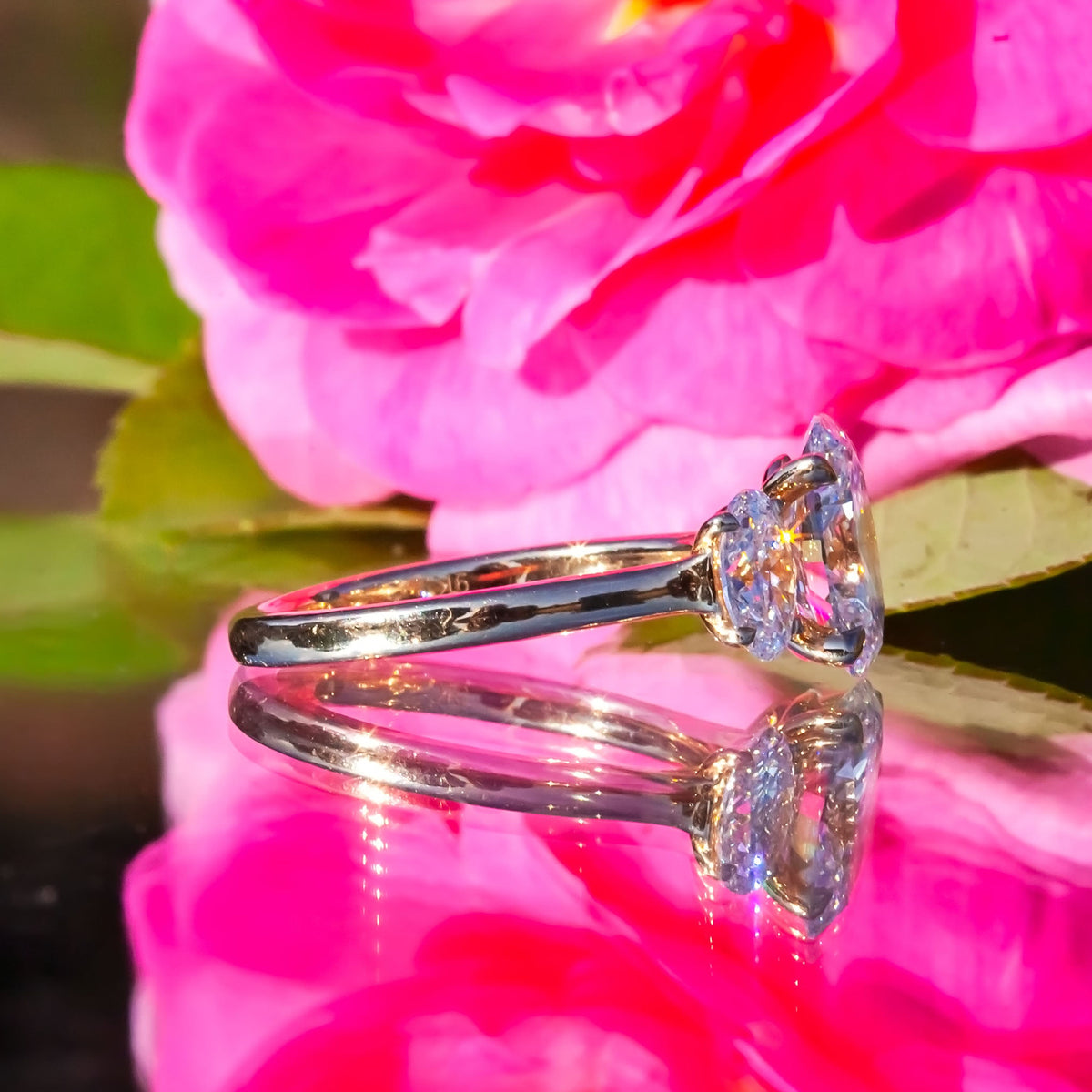 9ct Yellow Gold 3ct Oval Lab Diamond Trilogy Ring