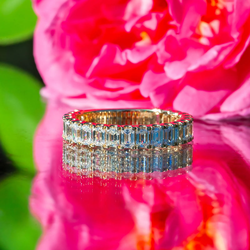 9ct Yellow Gold 2.1ct Emerald Cut Lab Diamond Eternity Ring
