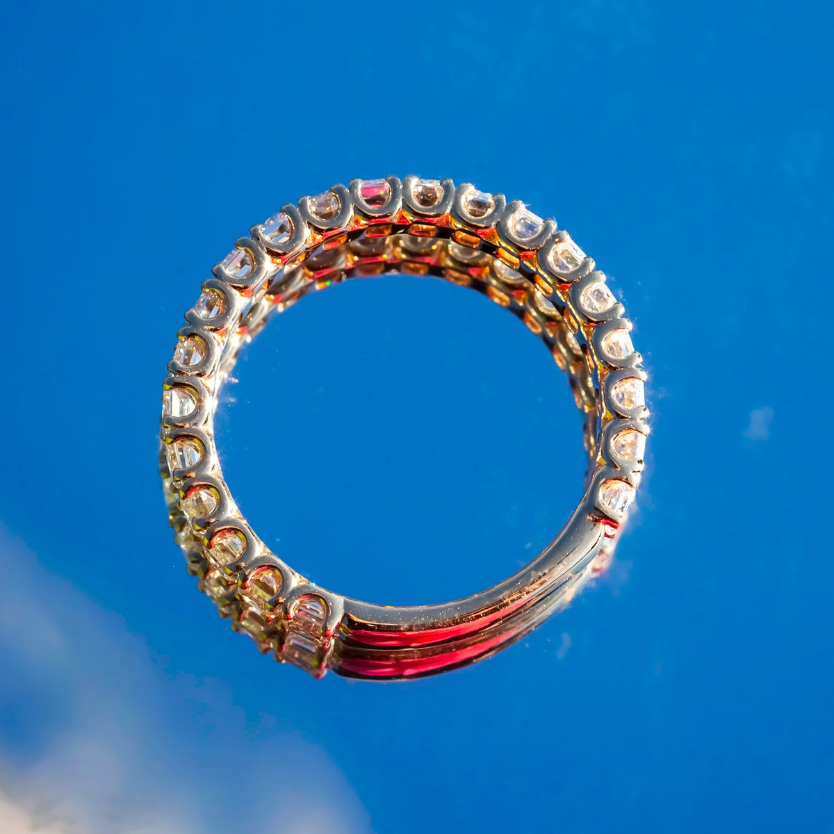 9ct Yellow Gold 2.1ct Emerald Cut Lab Diamond Eternity Ring