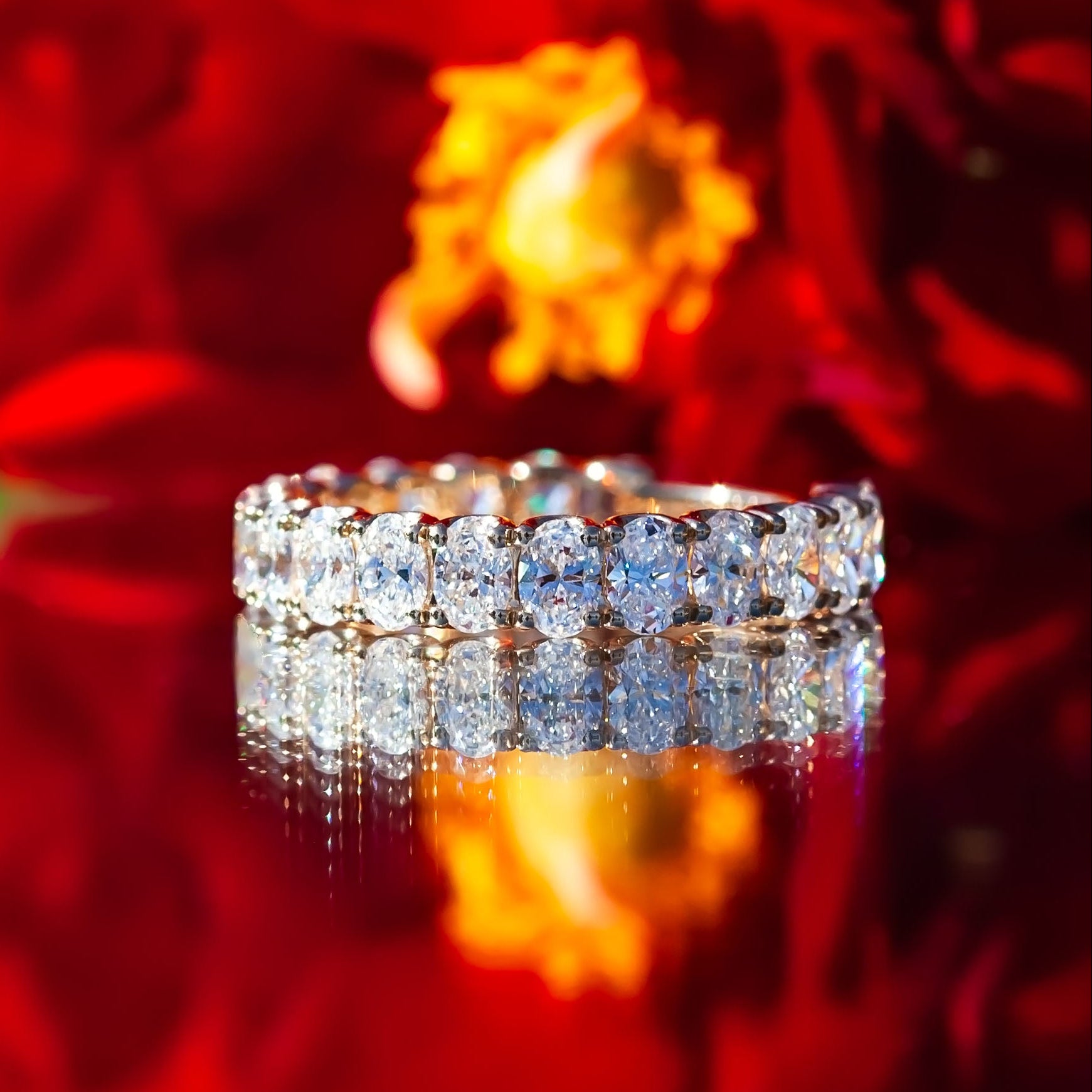 9ct Yellow Gold 1.9ct Oval Cut Lab Diamond 80% Eternity Ring