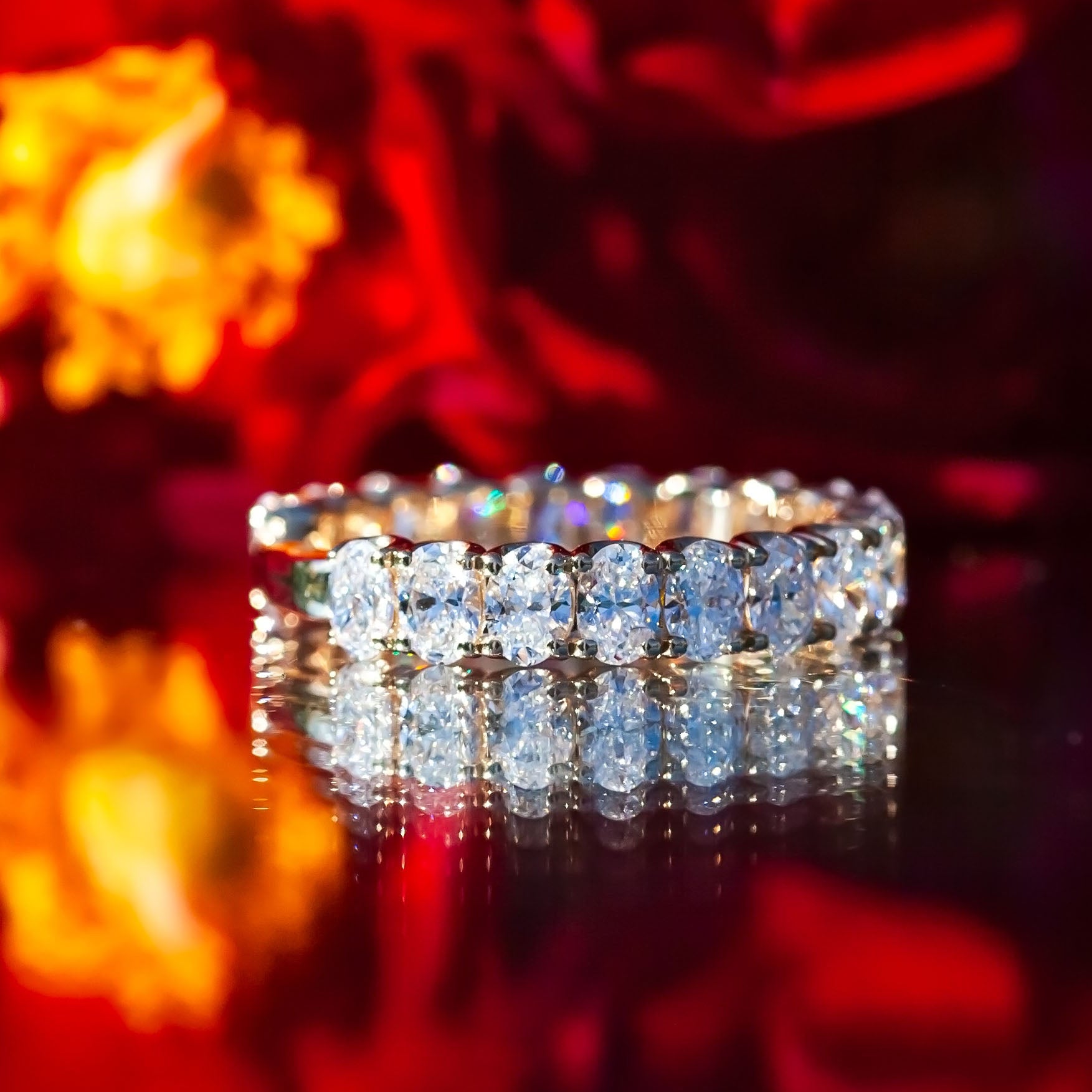 9ct Yellow Gold 1.9ct Oval Cut Lab Diamond 80% Eternity Ring