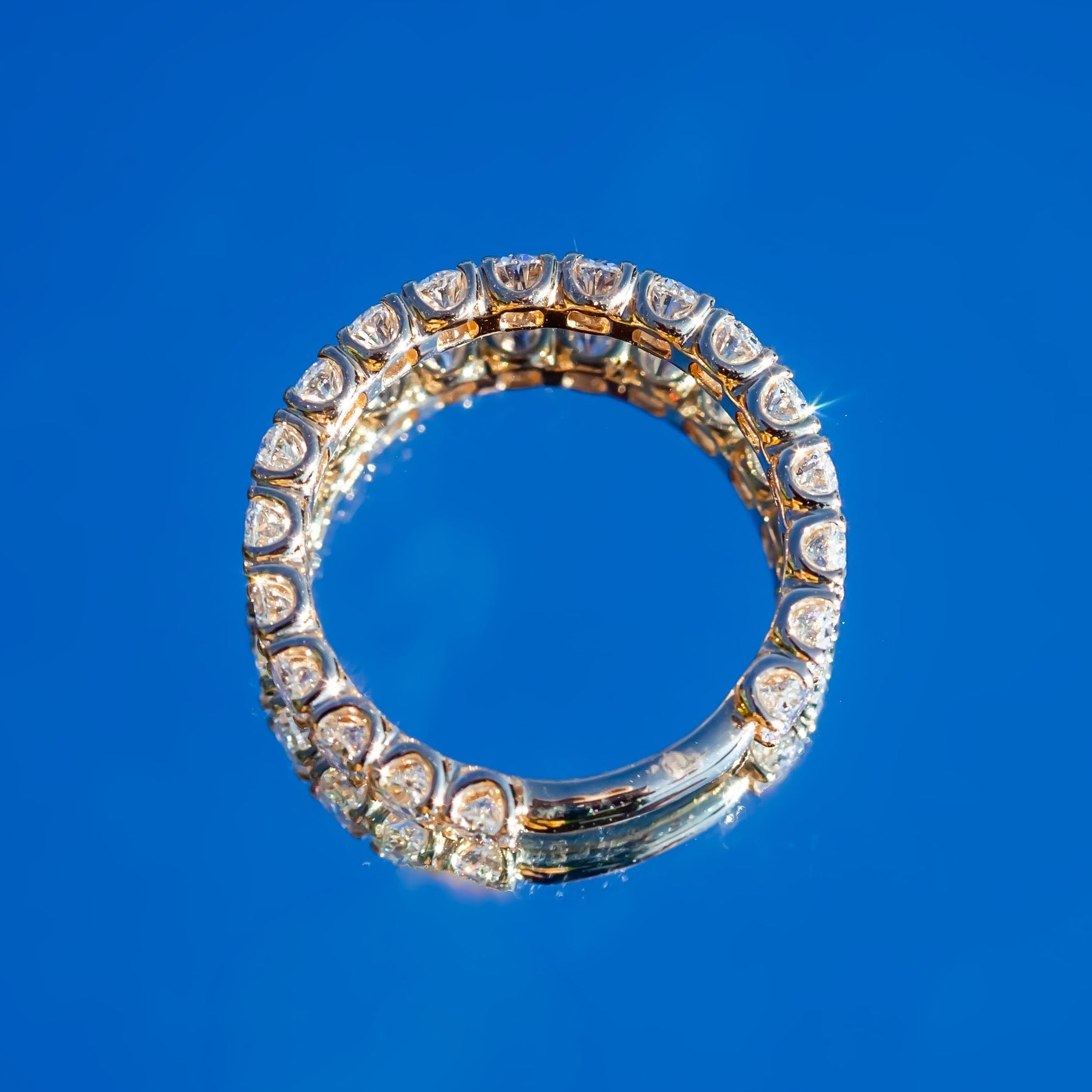 9ct Yellow Gold 1.9ct Oval Cut Lab Diamond 80% Eternity Ring