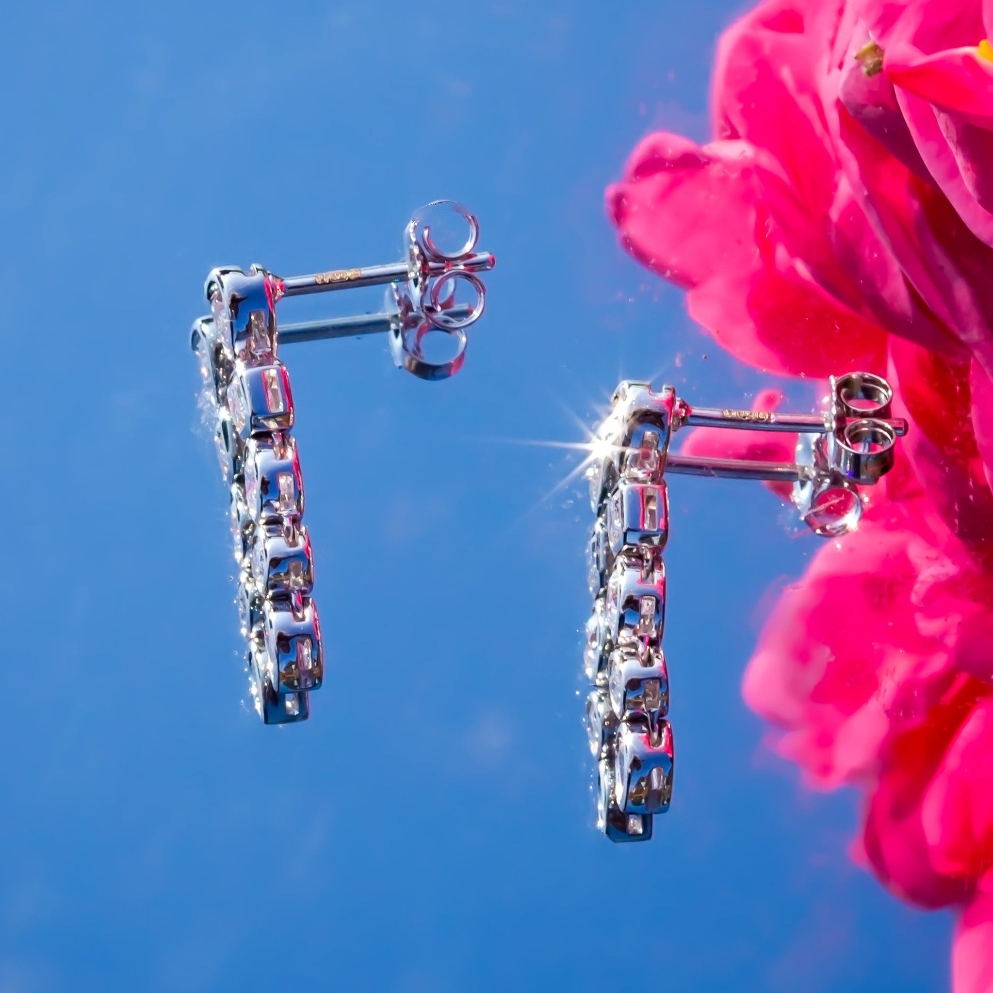 9ct White Gold 0.9ct Mixed Cut Lab Diamond Drop Earrings