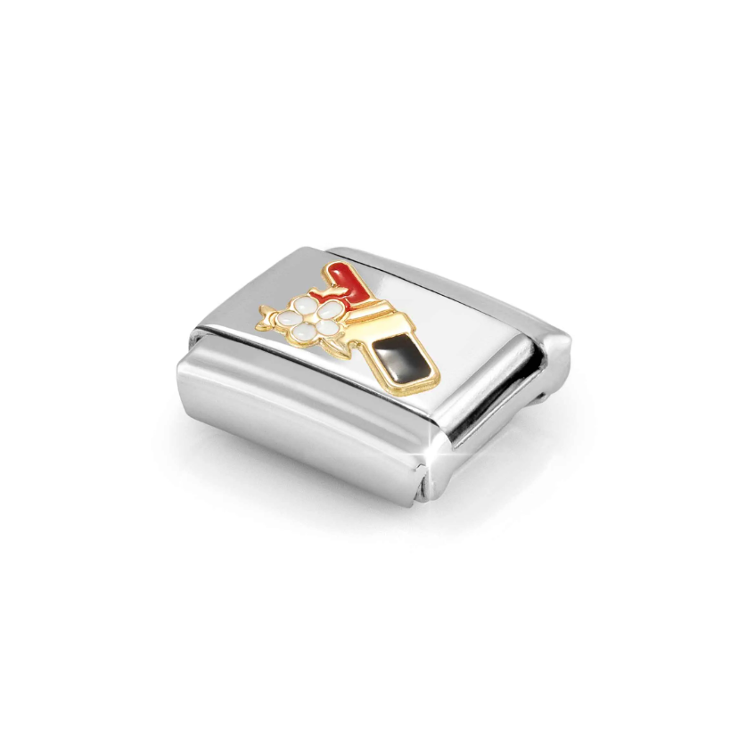 Nomination Lipstick with Flowers 18ct Gold and Stainless Steel Composable Charm