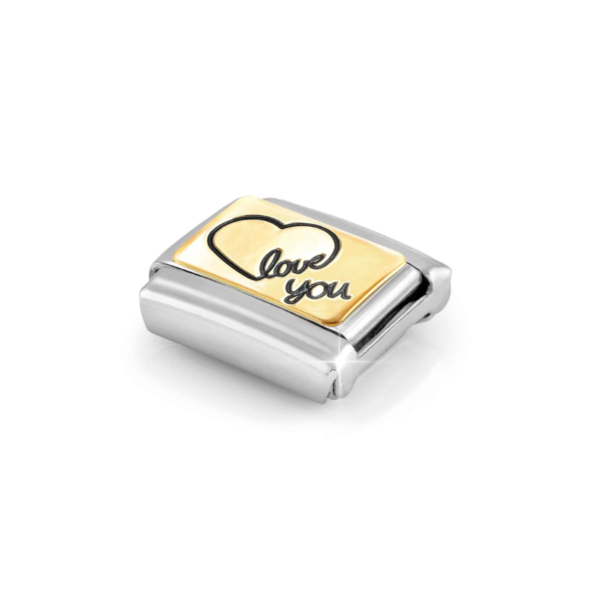Nomination Love You Heart 18ct Gold and Stainless Steel Composable Charm