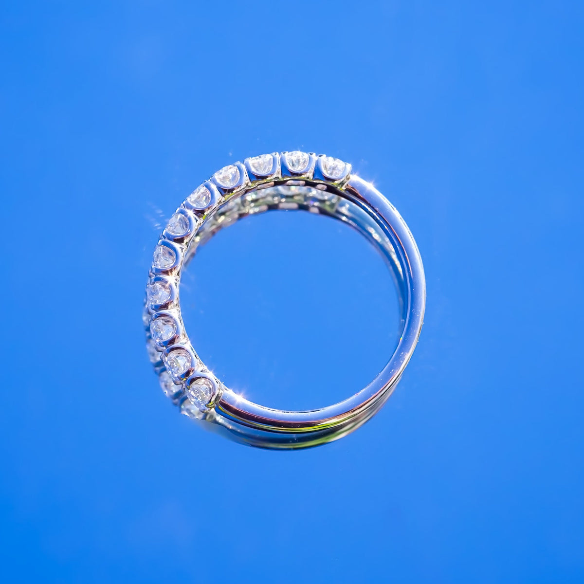 9ct White Gold 1.1ct Oval Cut Lab Diamond Half Eternity Ring