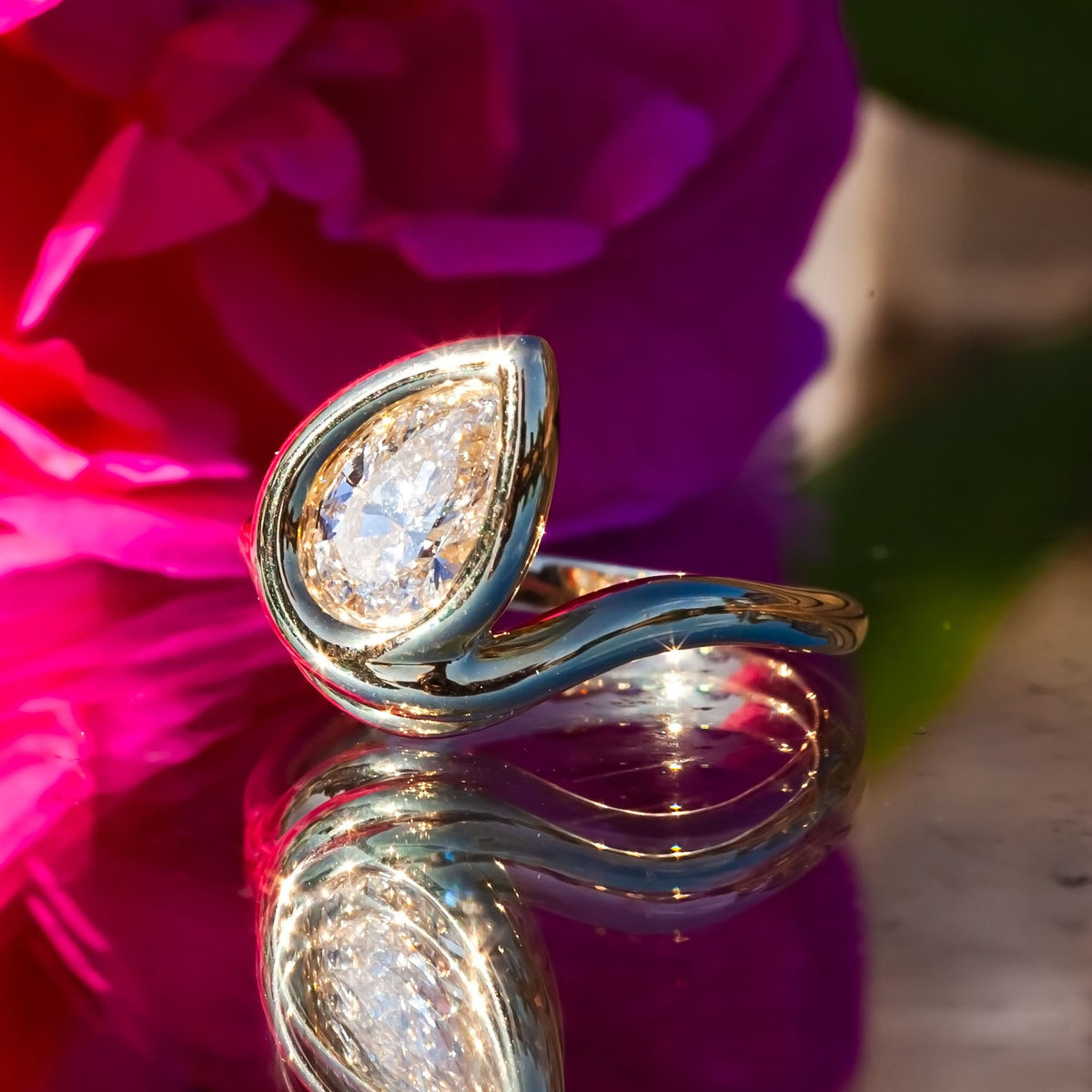 9ct Yellow Gold 1.04ct Pear Cut Lab Diamond Ring