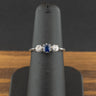 Platinum Sapphire and Diamond Trilogy Ring Size K 2.6g