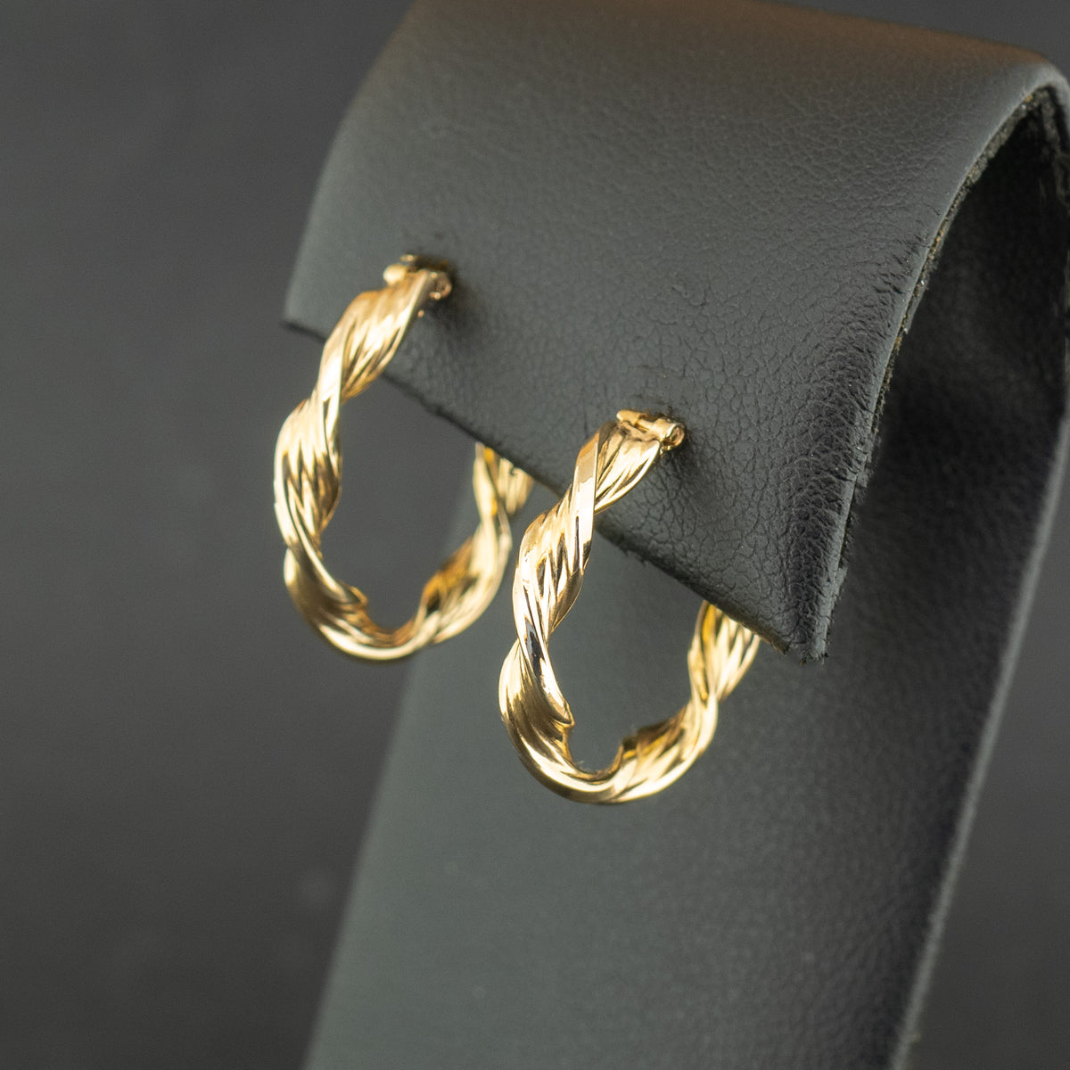 9ct Yellow Gold 21mm Twist Hoops 1.9g
