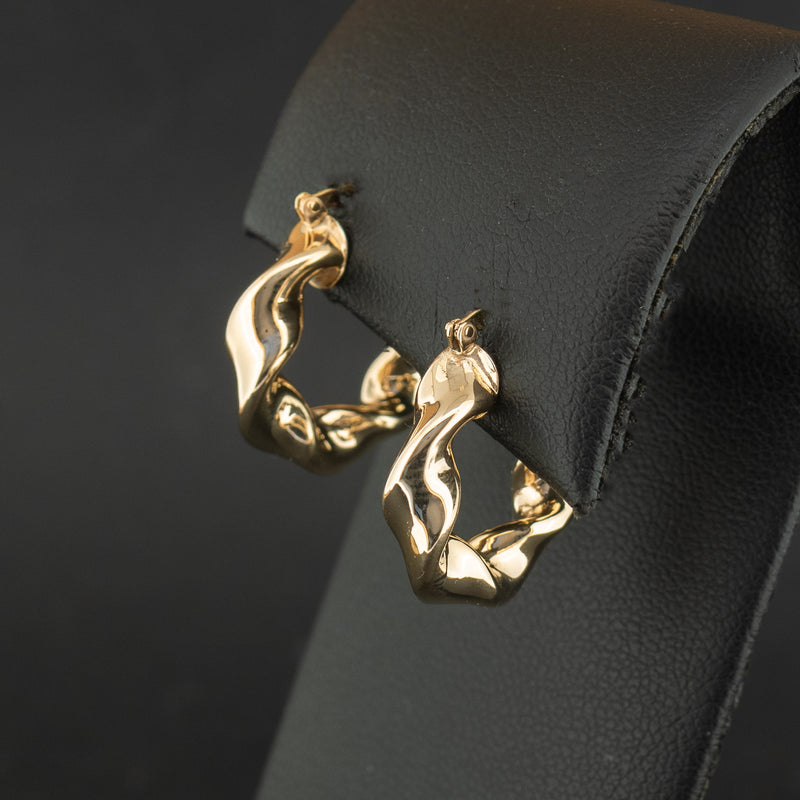 9ct Yellow Gold 18mm Twist Hoop Earrings 3.1g