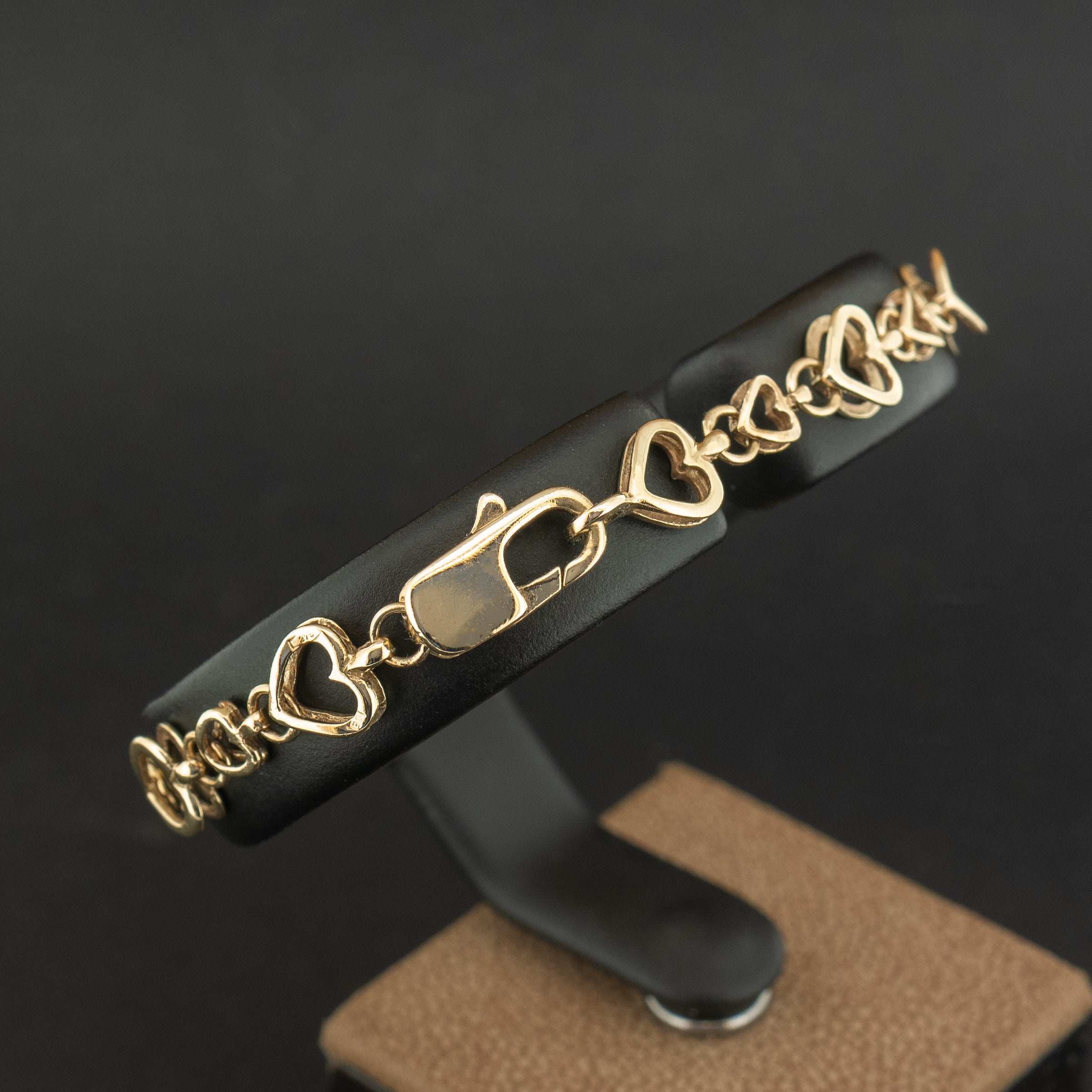 9ct Yellow Gold 7.5 Inch Heart Chain Bracelet 6.5g