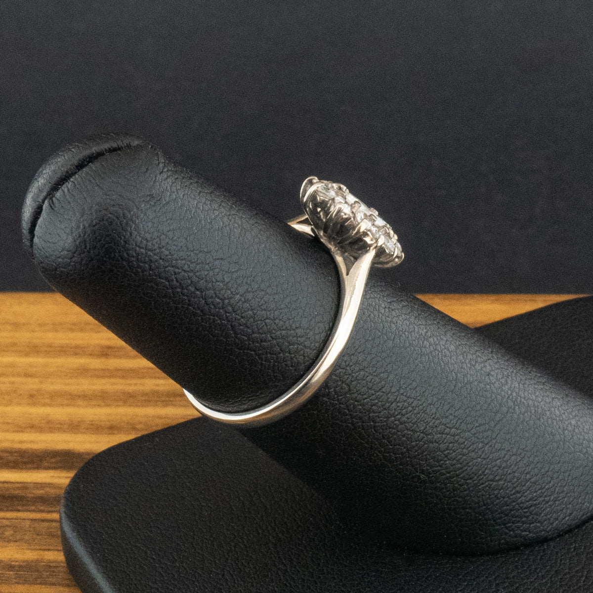 18ct White Gold 0.5ct Marquise Cut Diamond Halo Ring Size K 2.2g