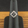 9ct White Gold Sapphire & Cubic Zirconia Cluster Ring Size N 2.3g