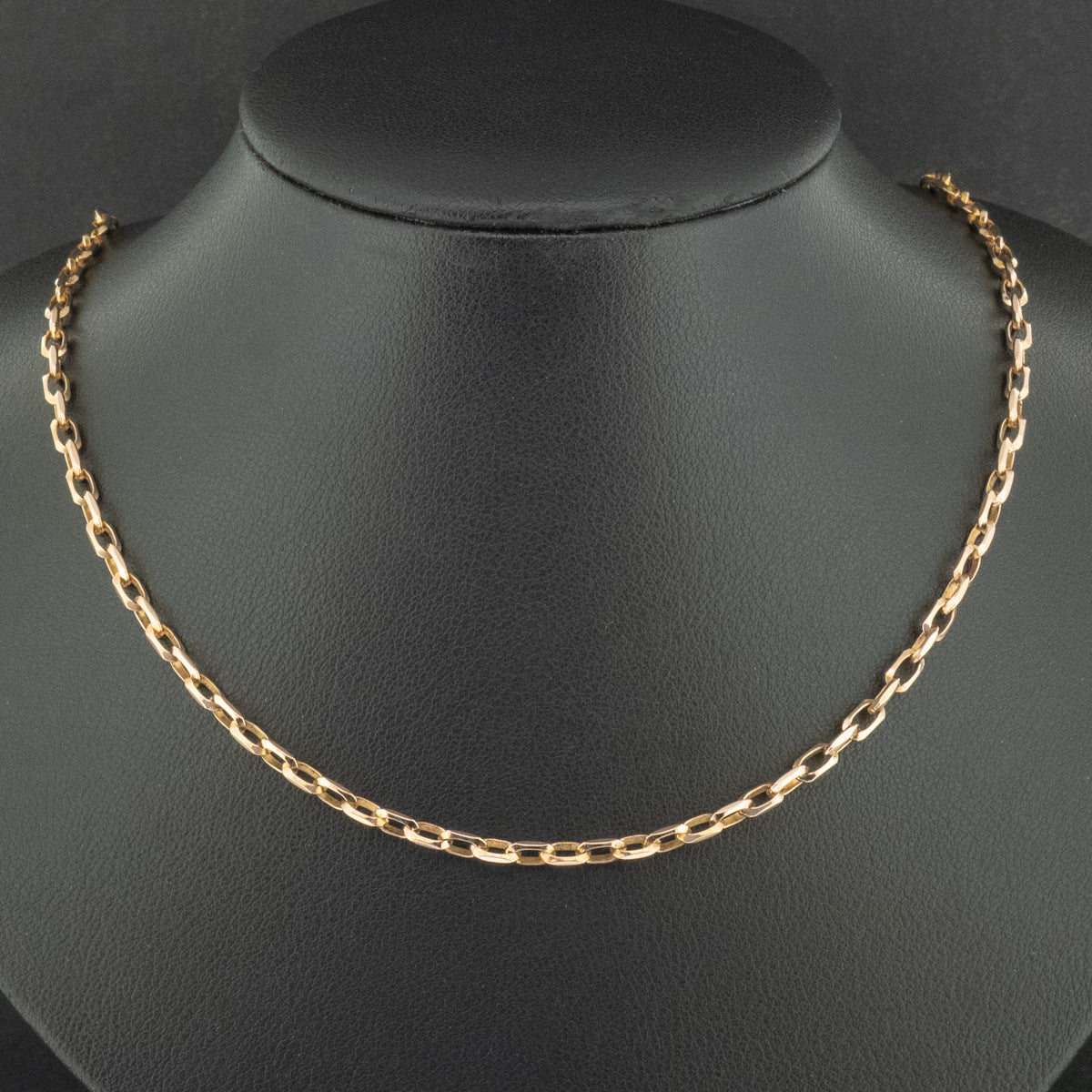9ct Yellow Gold 25 Inch Filed Oval Belcher Chain Necklace 12.1g