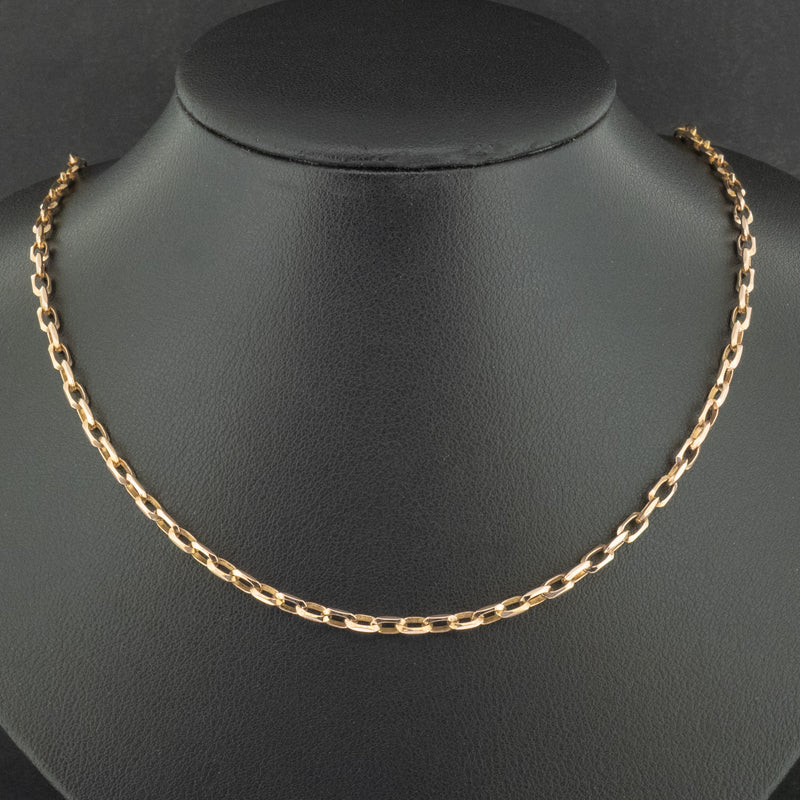 9ct Yellow Gold 25 Inch Filed Oval Belcher Chain Necklace 12.1g