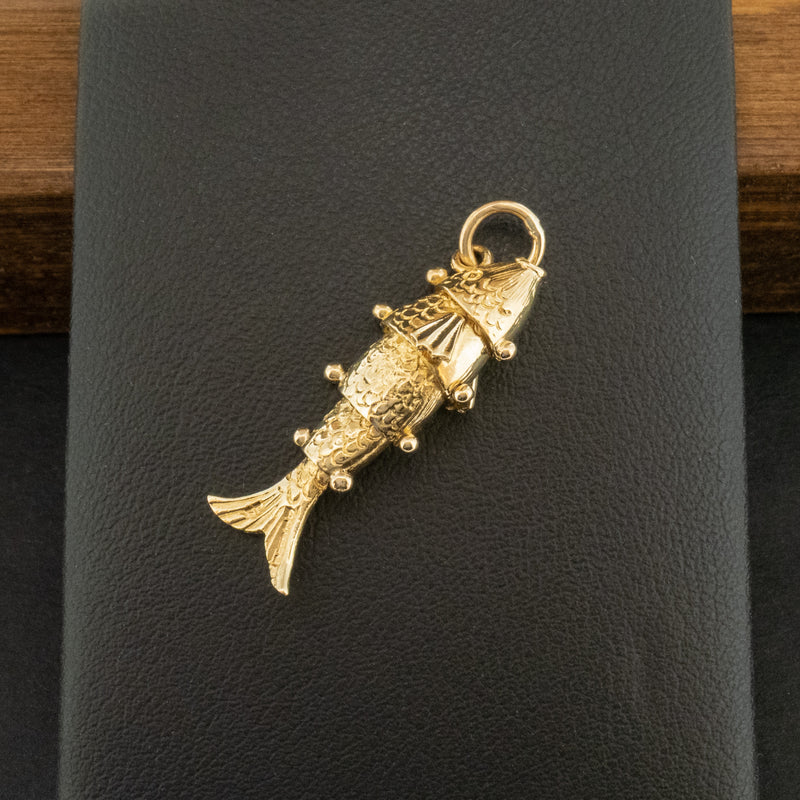 9ct Yellow Gold Articulated Fish Charm 2.8g