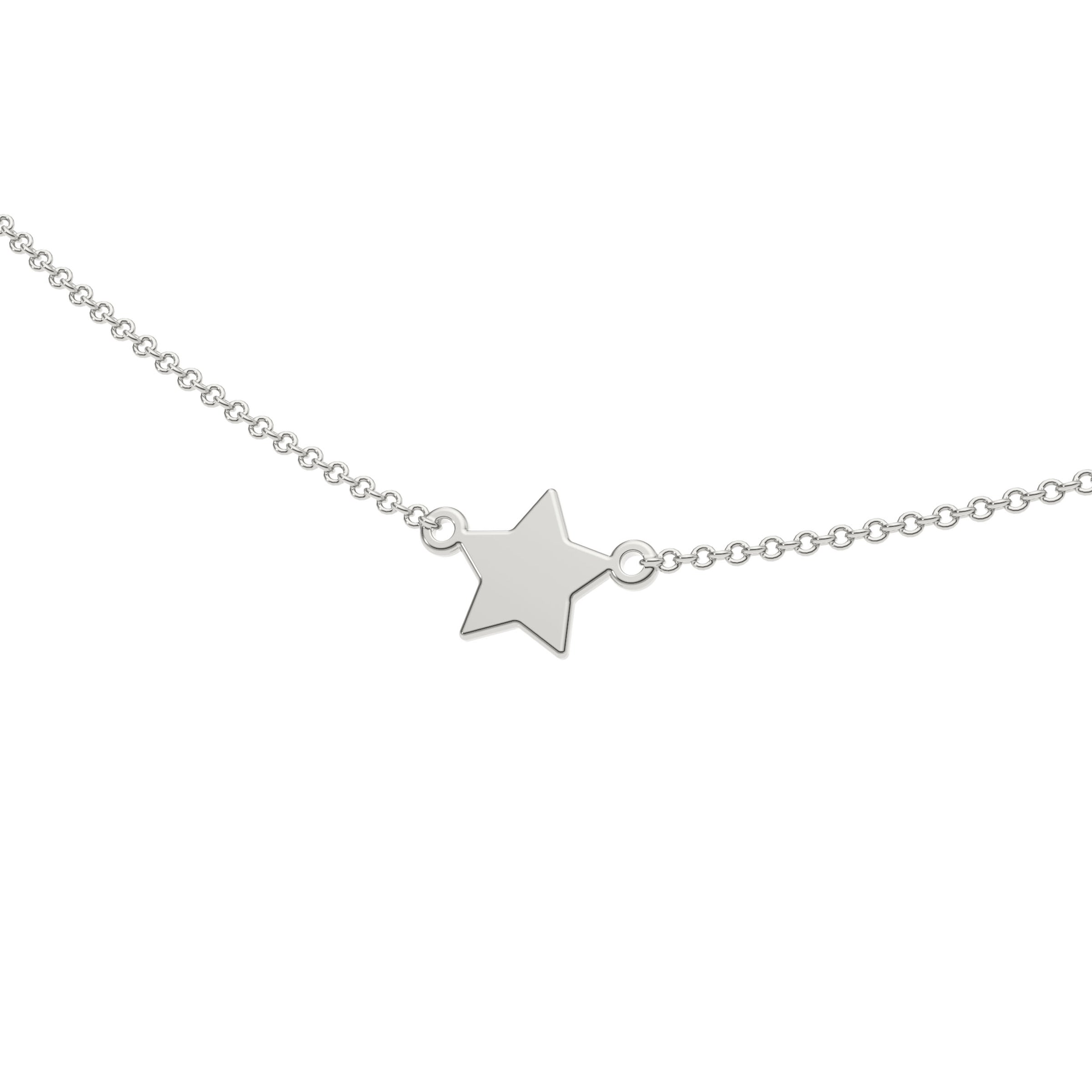 9ct White Gold Engravable Gothic Star Necklace