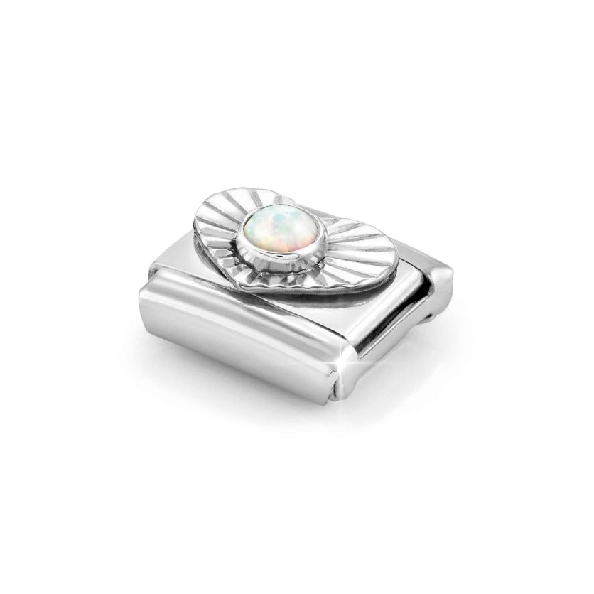 Nomination White Opal Heart Sterling Silver and Stainless Steel Composable Charm