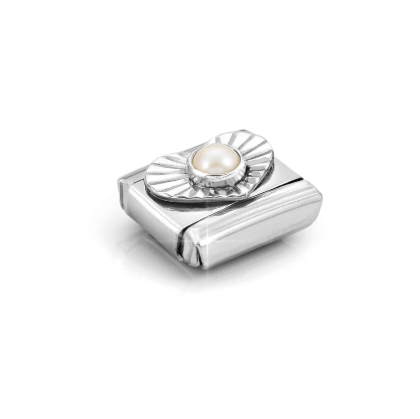 Nomination White Pearl Heart Sterling Silver and Stainless Steel Composable Charm