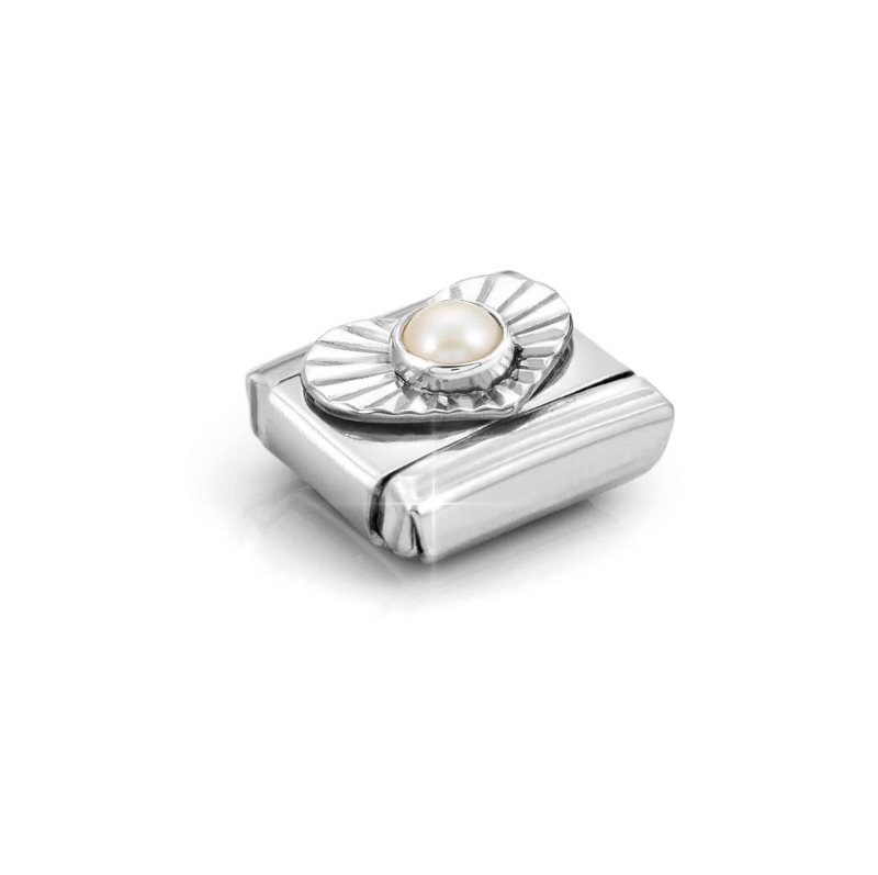 Nomination White Pearl Heart Sterling Silver and Stainless Steel Composable Charm