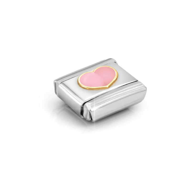 Nomination Light Pink Enamel Heart 18ct Gold and Stainless Steel Composable Charm
